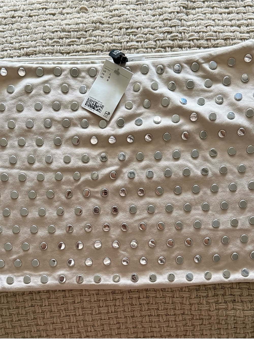 H&M Cream Mini Skirt with Silver Stud Detail
